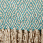 DII Rustic Farmhouse Double Diamond Woven Throw, 50x60, Aqua