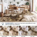 GarveeHome Large 8x10 Washable Rugs for Living Room Abstract Rug Swirl Marble Patterned Carpet, Low-Pile Non Slip Easy Cleaning Rug Neutral Modern Carpet for Bedroom Dining Room Farmhouse Office,Brown