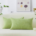 Home Brilliant Green Lumbar Pillow Covers 12x20 Set of 2 Oblong Striped Corduroy Rectangle Spring Pillow Covers Chair Couch for Spring St Patricks Day Decor, 12 x 20 inch, Apple Green