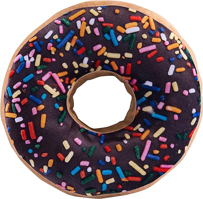 HYSEAS Round Throw Pillow 14 Inch Chocolate Donut, 3D Digital Print Decorative Comfortable Soft Plush Funny Food Shaped Pillow Light Weight Seat Pad Cushion for Couch, Chair, Floor, Sofa