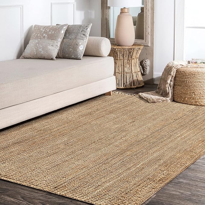 JONATHAN Y Handwoven Jute Fringe Natural Indoor Area Rug, 5x8, Pata, Bohemian, Rustic, Cottage, Easy-Cleaning for Living Room, Bedroom, Kitchen, Non-Shedding (NRF103A-5)