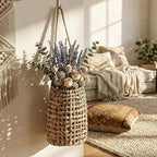 Hiceeden Woven Front Door Basket, Water Hyacinth Hanging Wall Flower Basket, Wall Decor Boho Decoration Veggies Storage Basket for Home, Pantry, Garden, Farmhouse