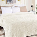 Superior Fleece Boho Jacquard Blanket, Decorative Blankets for Bedroom, Sofa, Fuzzy, Plush, Fluffy, Soft, Cute Room Decor, Beautiful Cover, Comfort Essentials, Arctic Collection, Full/Queen, Ivory