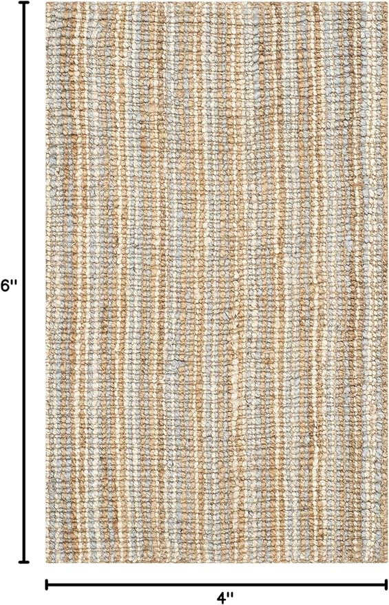 SAFAVIEH Natural Fiber Collection Area Rug - 2'6" x 4', Grey & Natural Brown, Handmade Jute, Farmhouse Style, Chunky Textured Thick Pile (NF447K)