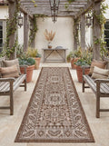 Rugs.com Outdoor Aztec Collection Rug – 6 Ft Runner Brown Flatweave Rug Perfect for Hallways, Entryways