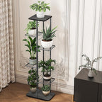 Simple Trending Plant Stand Shelf Indoor Outdoor Waterproof, 6-Tier 7 Potted Heavy Duty Metal Tall Flower Holder for Multiple Corner Display