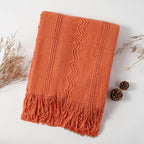 BATTILO HOME Orange Fall Throw Blanket for Couch Sofa, Knitted Decorative Blankets Throws Halloween Throw Blanket Fall Decorations Home Decor (Salmon, 50"x60")
