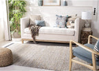 SAFAVIEH Vintage Leather Collection Accent Rug - 4' x 6', Silver, Handmade Boho Fringe Leather & Jute, Ideal for High Traffic Areas in Entryway, Living Room, Bedroom (VTL203G)
