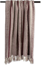DII Braided Striped Decorative Throw Blanket, 50x60, BlackBerry