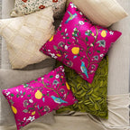MUSSEL Hot Pink Velvet Throw Pillow Covers 16x16 Pack of 2, Vintage Floral Pillow Covers, Mid Century Flower Plant Cushion Covers for Sofa Living Room Home Decor