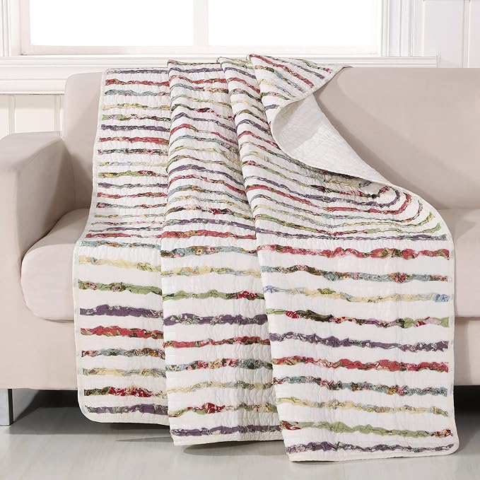 Greenland Home 100% Cotton Bella Ruffle Textured Throw Blanket, 50x60 in., Multi-Colored