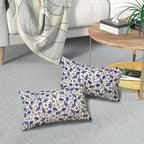 Navy Blue Floral Pillow Covers 12x20 Set of 2 Vintage Rustic Old Style Cute Small Flower Blue Cream Print Decorative Outdoor Pillowcases Farmhouse Throw Cushion Case Decor for Couch Sofa Bed