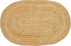 Hand Woven Jute Area Rug - 5' x 7' Feet - Rustic Beige Reversible Oval Rugs for Bedroom, Kitchen, Living Room - Vintage Natural Braided Entry Floor Décor Boho Oval Area Rugs 5x7 Feet