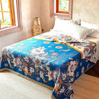 Boho Throw Blanket, 100% Organic Cotton Breathable Skin-Friendly Ultra Soft Bed Quilt Throw - All Season Floral Bird Farmhouse Décor Luxury Blanket for Sofa Couch Chair and Gift. 80" x 90"