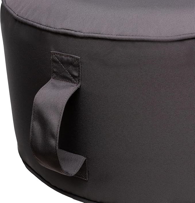 QILLOWAY Indoor/Outdoor Inflatable Stool,Round Ottoman,All Weather Foot Rest for Camping or Home,Dark Grey