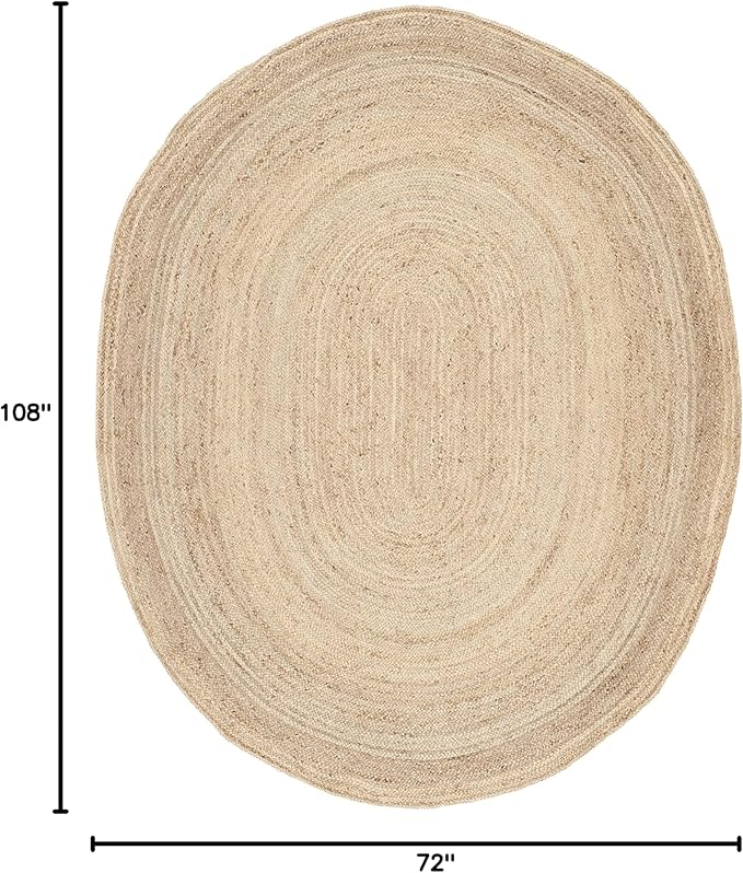 SAFAVIEH Area Rug 6x9 Oval - Cape Cod Collection - Natural Brown, Handmade Braided Flat Weave Jute (CAP252A)