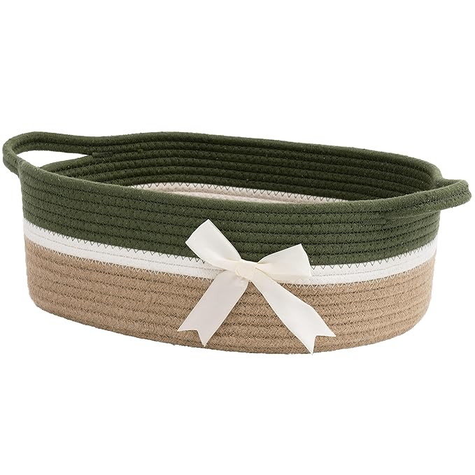 CHICVITA Small Storage Basket for Gifts Empty, Cute Decorative Basket for Living Room, Baby Gift Basket for Nursery, Rope Basket for Home Decor, 13 x 9.8 x 5 inches
