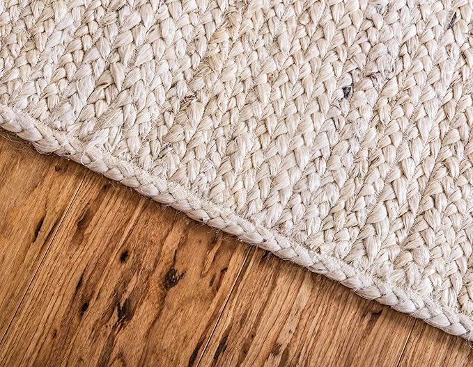 Unique Loom Braided Jute Collection Area Rug - Dhaka (2' x 3' 1" Rectangle, White)