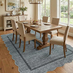 GarveeHome Scalloped Washable Area Rug 8 x 10 Rug for Living Room Modern Grey Rug Non Slip Throw Rugs Distressed Large Bedroom Area Rug Stain Resistant Carpet for Dining Room Nursery 8 ft x10 ft Grey