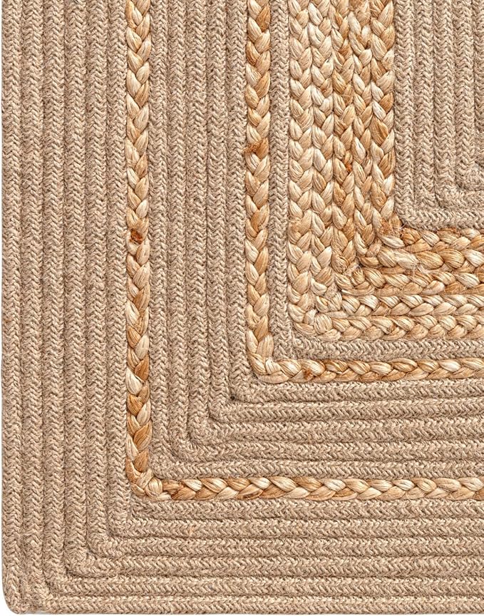DEXI Jute Rug Natural Fiber 6x9, Braided Woven Area Rugs No Shed, Large Soft Neutral Rustic Carpet Mat for Indoor Entryway Outdoor Patio Dining Living Room Bedroom Farmhouse, Beige/Natural