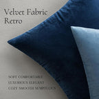 MIULEE 28x28 Inch Euro Sham Velvet Pillow Covers, Set of 2 Large Square Decorative Pillows -Dark Blue Super Soft for King Bed, Sofa, Couch, Accent Chairs with Hidden Zipper