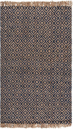 SAFAVIEH Natural Fiber Collection Area Rug - 5' x 8', Tropical Blue & Natural, Handmade Boho Diamond Tassel Jute, Ideal for High Traffic Areas in Living Room, Bedroom (NF266D)