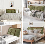 Johnear Headboard Backrest Set of 2 Pack Pillows for Daybed Couch Support Reading Pillows for Sitting in Bed Adult, Soft Chenille Green Wedge Pillow for Queen Bed Throw Pillow Bolster