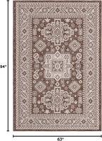 Rugs.com Outdoor Aztec Collection Rug – 5' x 8' Brown Flatweave Rug Perfect for Living Rooms, Large Dining Rooms, Open Floorplans