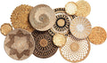 Laquedecraft Set 12 Boho Wicker Rattan Plate Basket Set For Décor Hanging Wall | Large Woven Farmhouse Rustic Bohemian Art Baket Hangings For Decorative Home, Bedroom, Living Room, Kitchen, Bathroom (Classic, 12)