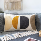 Boho Lumbar Decorative Pillow Cover, Abstract Geo Throw Pillowcase for Retro Mid Century Accent Decor, Modern Rectangle Textured Home Bed Couch Sofa Cushion Sham 12x20, 1PCS(Black Mustard)