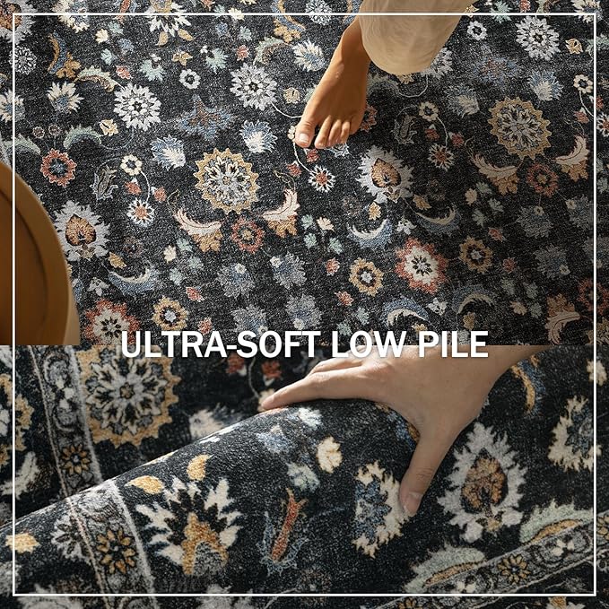 Washable Runners for Hallways Kitchen Rug: 2'6"x8' Runner Rugs Stain Resistant Non Slip Low Pile Boho Carpet Runners for Hallways Bedroom Entryway Indoor Beside Bathroom Laundry Room