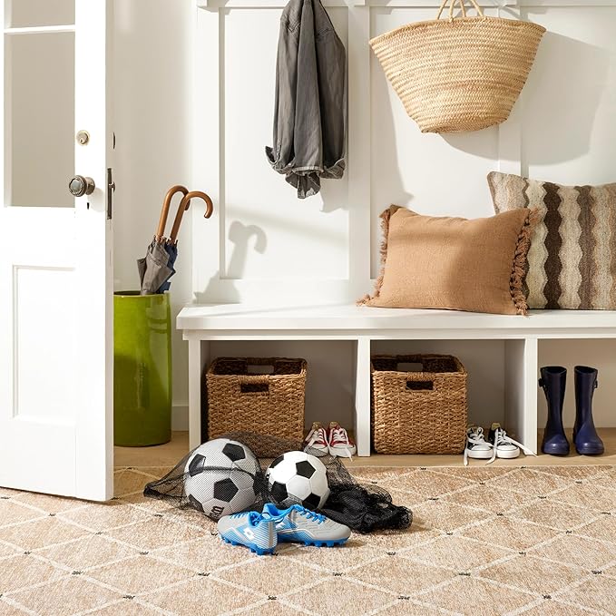 Dash and Albert Kali, Natural, 5' x 8', Diamond, Soft and Cozy, High Traffic, Lightweight, Anti-Slip, Durable, Machine Washable Area Rug for Bedroom, Living Room, Dining, Den, Foyer, Entryway