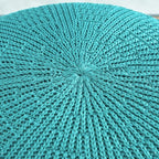 ARTPLAN - Round Knit Pouf - Woven Floor Ottoman - Handmade & Hand Stitched - 19.7 Dia x 12.8 High - Boho Home Décor - Living Room - Bedroom,Sky Blue