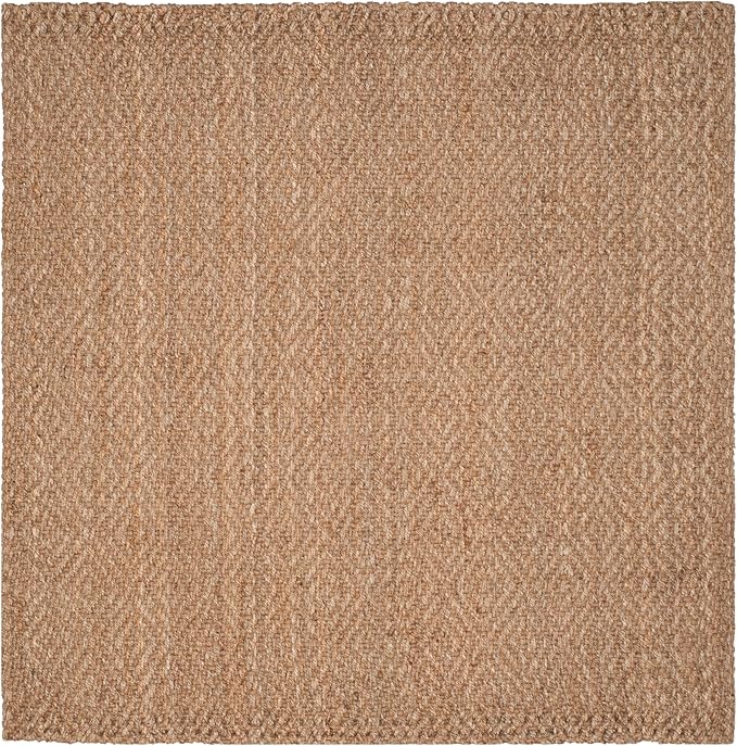 SAFAVIEH Natural Fiber Collection Area Rug - 7' Square, Natural & Natural, Handmade Jute, Ideal for High Traffic Areas in Living Room, Bedroom (NF181A)
