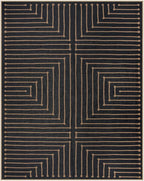 Lahome Neutral Geometric 8x10 Outdoor Rug, Black Washable Rug for Living Room Dining Room, Farmhouse Rhombus Non Slip Non Shedding Indoor Outdoor Carpet for Backyard Deck Office Classroom Decor