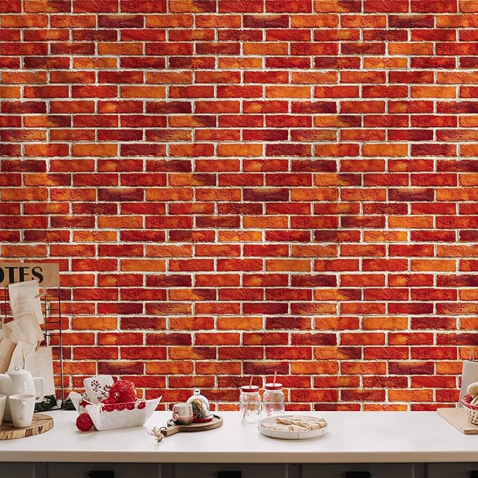 Avinyl Large Brick Wall Backdrop Tapestry for Christmas, Faux Brick Backdrop Wall Covering Removable Red Tablecloth, Medieval Castle Stone Photo Scene Setter for Winter Curtains Door Decor (51"x60")