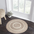 VHC Brands Jute Rug with Pad, Natural & Crème, 3 Feet Round