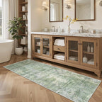 Runner Rug 2x5 Washable Non-Slip Kitchen Runner Rugs for Bathroom Laundry Room Green/Ivory Vintage Floor Carpet Runners for Hallway Entryway