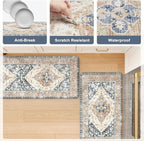 KIMODE Anti Fatigue Kitchen Mat 2PCS,Non-Skid Waterproof Kitchen Rugs,Farmhouse Kitchen Mat for Floor,Cushioned Comfort Foam Standing Mat for Floor,Office,Sink,Desk,Laundry,Mutil-Blue