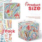 Juexica 2 Pack Ottoman Poufs Indoor Outdoor Inflatable Ottoman Stool Cube Pouffe Square Footstool with Handle for Patio Garden Home Boho Decorative Living Room, Bedroom(16 x 16 x 16 Inches)
