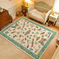 4x6 Rug Non-Slip Washable Carpet - Mushroom Soft Low-Pile Stain Resistant Rugs for Nursery Kitchen Bedroom Living Room Entryway Indoor Mat Khaki Green