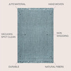 JONATHAN Y Handwoven Jute Fringe Light Blue/Gray Indoor Area Rug, 5x8, Pata, Bohemian, Rustic, Cottage, Easy-Cleaning for Living Room, Bedroom, Kitchen, Non-Shedding (NRF103B-5)