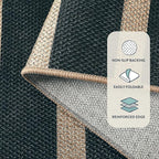 Lahome Elance Striped Easy Jute Area Rug 6x9, Outdoor Patio Rug Neutral Black Carpet for Living Room Classroom, Farmhouse Low Pile Non Slip Non Shedding Floor Carpet for Dining Room Office