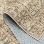 Brown Multi Area Rug 6x9 Vintage Washable Distressed Living Room Carpet Large Indoor Non Slip Traditional Medallion Retro Low Pile Accent Throw Rug Bedroom Kitchen Office Dining Room