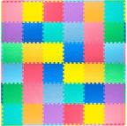 ProSource Foam Puzzle Floor Play Mat for Kids and Babies with Solid Colors, 36 or 16 Interlocking Tiles with Borders, Assorted