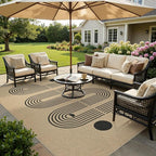 6x9 Jute Rug for Living Room: Farmhouse Carpet Indoor Outdoor Washable Non Slip Area Rug for Bedroom Patio Backyard Dining Room Table Home Office - Geometric Brown