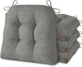 AddGrace Chair Cushions for Dining Chairs Set of 4 Kitchen Seat Cushions with Ties and Non Slip Backing Tufted Indoor Seat Pad for Kitchen Dining Room 18" x 17" x 3" Light Grey