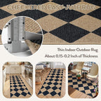 Lahome Colette Checkered Easy Jute Runner, 2x6 Kitchen Runner Rug Non Slip Washable Outdoor Rug for Entryway Indoor, Checkerboard Black Indoor Outdoor Carpet for Hallway 6ft Entry Front Door
