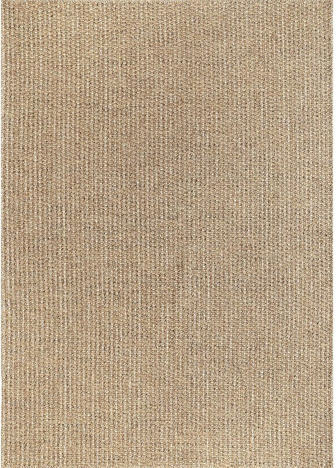 Easy Jute Rugs 5x7 Natural Color Living Room Indoor Outdoor Area Rug for Farmhouse Patio and Kitchen Rug High Traffic Washable Easy to Clean Solid Boho Woven Design Outside Carpet (5 x 7)