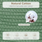 Cotton Rope Storage Basket, 15x10x9 Inches, Woven Basket for Shelves, Clothes, Towels, Books, and Laundry, Green (3 Pack)